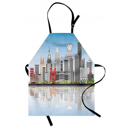 Detroit Lions Apron Detroit Apron Detroit Skyline with Skyscrapers and Modern Buildings Clear Sky Water Reflection, Unisex Kitchen Bib Apron with Adjustable Neck for Cooking Baking Gardening, Multicolor, by Ambesonne ()