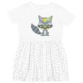 thumbnail image 3 of Inktastic Hipster Raccoon, Raccoon with Glasses, Flowers Girls Toddler Dress, 3 of 5