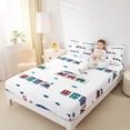 thumbnail image 4 of Homewish Teens Boys Girls Cartoon Train 4 Pieces Queen Sheet Sets,Kawaii Railway Car Ultra Soft Flat Sheet,Steam Engine Railroad Queen Fitted Sheet,Microfiber Bedroom Decor, 4 of 7