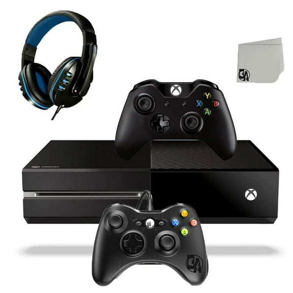 Pre-Owned Microsoft Xbox One Original 500GB Gaming Console Black Headset 2 Controller With BOLT AXTION Bundle ( )