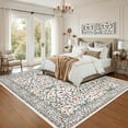 thumbnail image 4 of Nanan 8'x10' Vintage Floral Printed Area Rug Machine Washable Botanical Rug, Non Slip Non Shedding Rug for Living Room Bedroom Playroom, Beige, 4 of 8