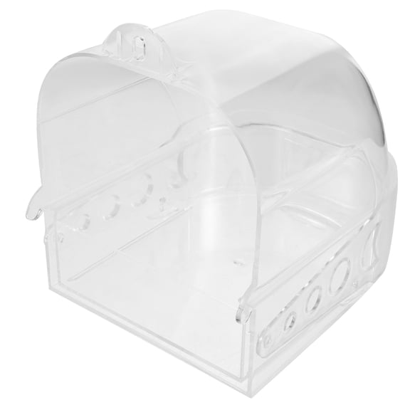OUNONA Transparent Plastic Bird Bath Tub with Drawer for Parrot Cage - Parrot Bath Basin for Easy Cleaning