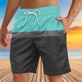 thumbnail image 4 of BiZtdJrK Weekly Sales, Mens 2025 Summer Big and Tall Beach Shorts Fashion Color Block Elastic Waist Board Shorts Casual Drawstring Sweat Shorts Hawaiian Swim Trunks Mint Green L, 4 of 5