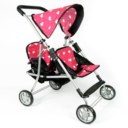 The New York Doll Collection First Doll Twin Stroller - Cutest Heart Design Doll Twins Stroller - Great Toy Gift for Girls