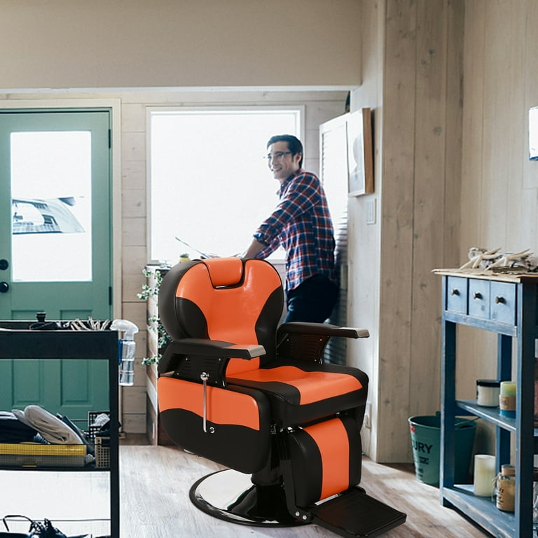 Orange barber online chair
