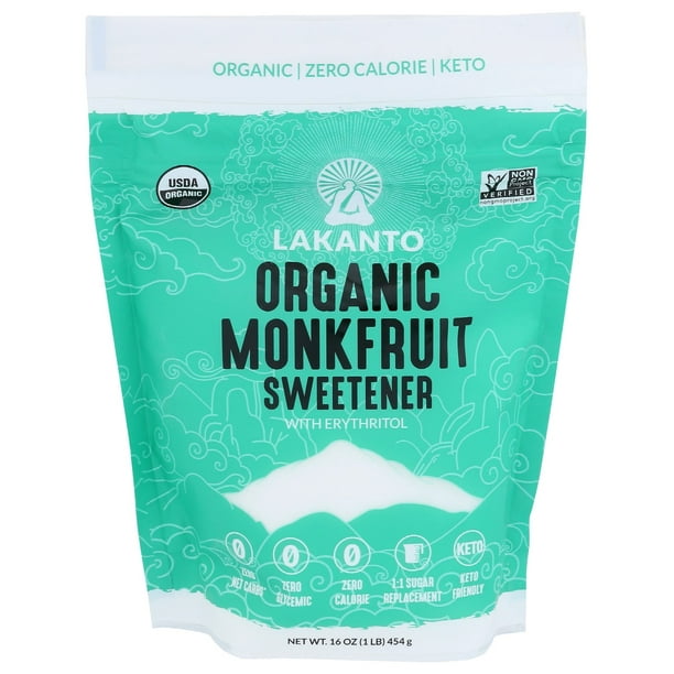 Lakanto Organic Monk Fruit Sweetener White Sugar Substitute, Zero