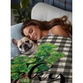 thumbnail image 3 of Plaid Black, King Size Flat Sheet, Wrinkleproof & Fadeproof Cooling Flat Bed Sheet Only, St. Patrick's Day Green Botanical Plant Breathable Soft Bedding Top Sheets 105 x 98 Inches, 3 of 8