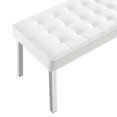 thumbnail image 5 of Tufted Accent Chair Bench, White, Vegan Leather, Living Kitchen Cafe Bistro Hospitality Restaurant, Modern Contemporary HB36901, 5 of 8