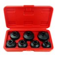 thumbnail image 1 of El juego de vasos para filtro de aceite de 7 piezas incluye 24 mm, 27 mm, 29 mm, 30 mm, 32 mm, 36 mm y 38 mm. Kit de herramientas de llave de tapa compatible con Mercedes Benz VW BMW y más carcasas es, 1 of 7