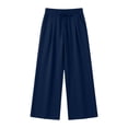 thumbnail image 4 of Njagoc3 Palazzo Pants for Women Casual Drawstring High Waisted Lounge Pants Fitted Wide Leg Trousers with Pockets, 4 of 6