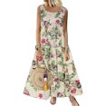 thumbnail image 1 of Vestido Sin Mangas Vestidos de playa de verano Vestidos sueltos con estampado floral de moda para el trabajo (Púrpura XL) Ygjytge para Mujer Púrpura T S, 1 of 9