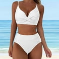 thumbnail image 2 of Wioihee Women High Waisted Bikini Sets Two Piece Swimsuit Push Up Twist Front Ruched Bathing Suit Clearance White 8(L), 2 of 6