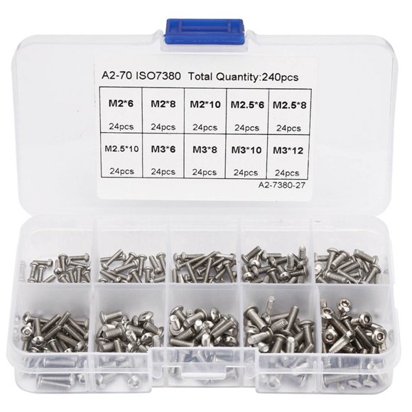 SUTENGDA 240pcs Hex Socket Screw Set Assorted Sizes M26 M28 M210 M36 M38 M310 M312 M256 M258 M2510 Complete Fastener Kit for DIY Furniture and Industrial Projects