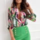 thumbnail image 5 of Camiseta Básica Camiseta básica con estampado colorido, camiseta de manga larga para mujer, traje holgado para mujer de oficina Ygjytge para Mujer Verde T 24, 5 of 8