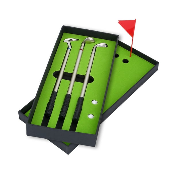 Qiilu Ensemble de stylos à bille mini clubs de golf 3PCS avec décorations  de papeterie drapeau boules, stylo à bille de golf, ensemble de stylos  clubs de golf 