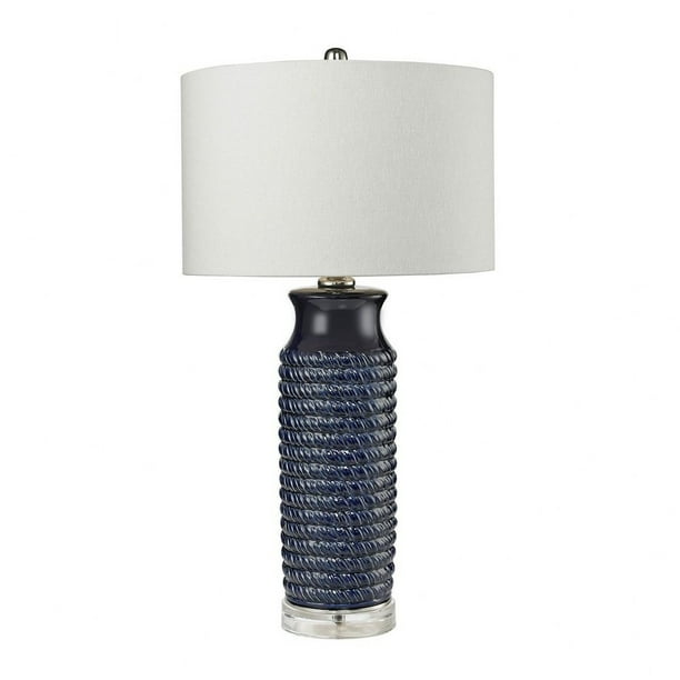 Clear Navy Blue Table Lamp Made Of Ceramic And Crystal With A Off White Linen Shade 3 Way Com Clear Navy Blue Table Lamp Made Of, Navy Blue Lamp