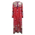 thumbnail image 3 of Robe Bohème pour Femmes Grande Taille à Col en V Imprimé, à Lacets, à Manches Longues, Robe Maxi de Soirée, 3 of 6