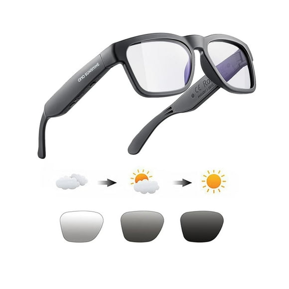 OhO Lunettes Intelligentes, Lunettes de Soleil Polarisées avec Haut-Parleur Bluetooth, Protection UV Athlétique/extérieure et Contrôle Vocal, Unisexe (Lentille Bleue Transitionnelle)