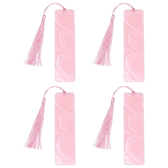 Uxcell 4Pcs Glitter Bookmarks for Women, Acrylic Reading Book Marks Beautiful Bookmark with Tassels for Reading Accessories Gift Book Lover, Pink