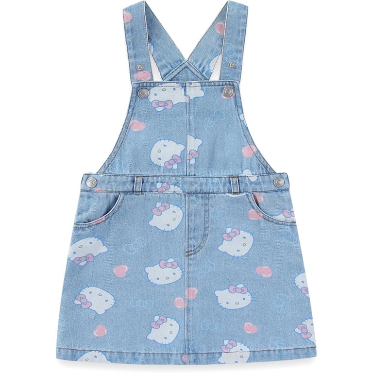 Hello Kitty Sanrio Denim Jumper Dress with Shirt (Girls), 2 Piece Set, Sizes 2T-6X