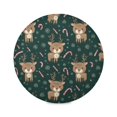 thumbnail image 2 of 15.4" Round Placemat Set of 1 Polyester Fabric Place Mats Non-Slip Dining Kitchen Table Mats for Kitchen Party Decor Cute Christmas Reindeer Pattern, 2 of 5