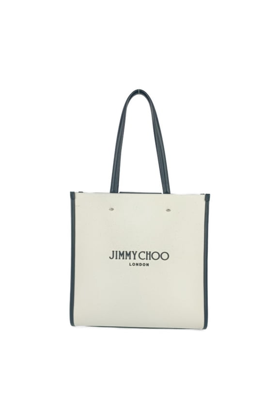Pre-Owned JIMMY CHOO Jimmy Choo Tote Bag N S M - Natural Black Canvas Leather Women's... (Good)