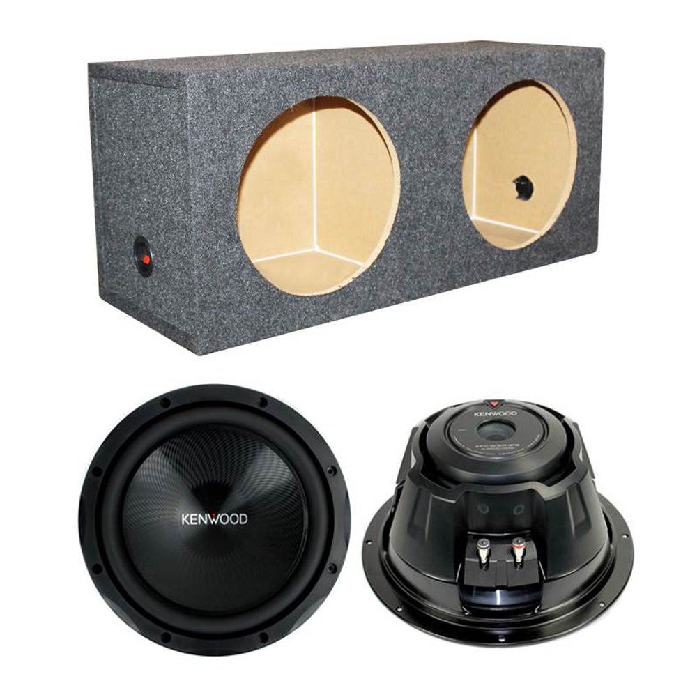 2) Kenwood KFCW3013PS 12" 2400 Watt 4Ohm Car Subwoofers + Dual Sealed Sub Box
