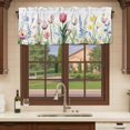 thumbnail image 6 of Blue Pink Spring Floral Curtain Valances for Windows, Kitchen Valance Window Treatments Panel 2 Pack, Summer Tulip Botanical Rod Pocket Short Curtains for Bathroom Bedroom 60 x 18 Inch, 6 of 8