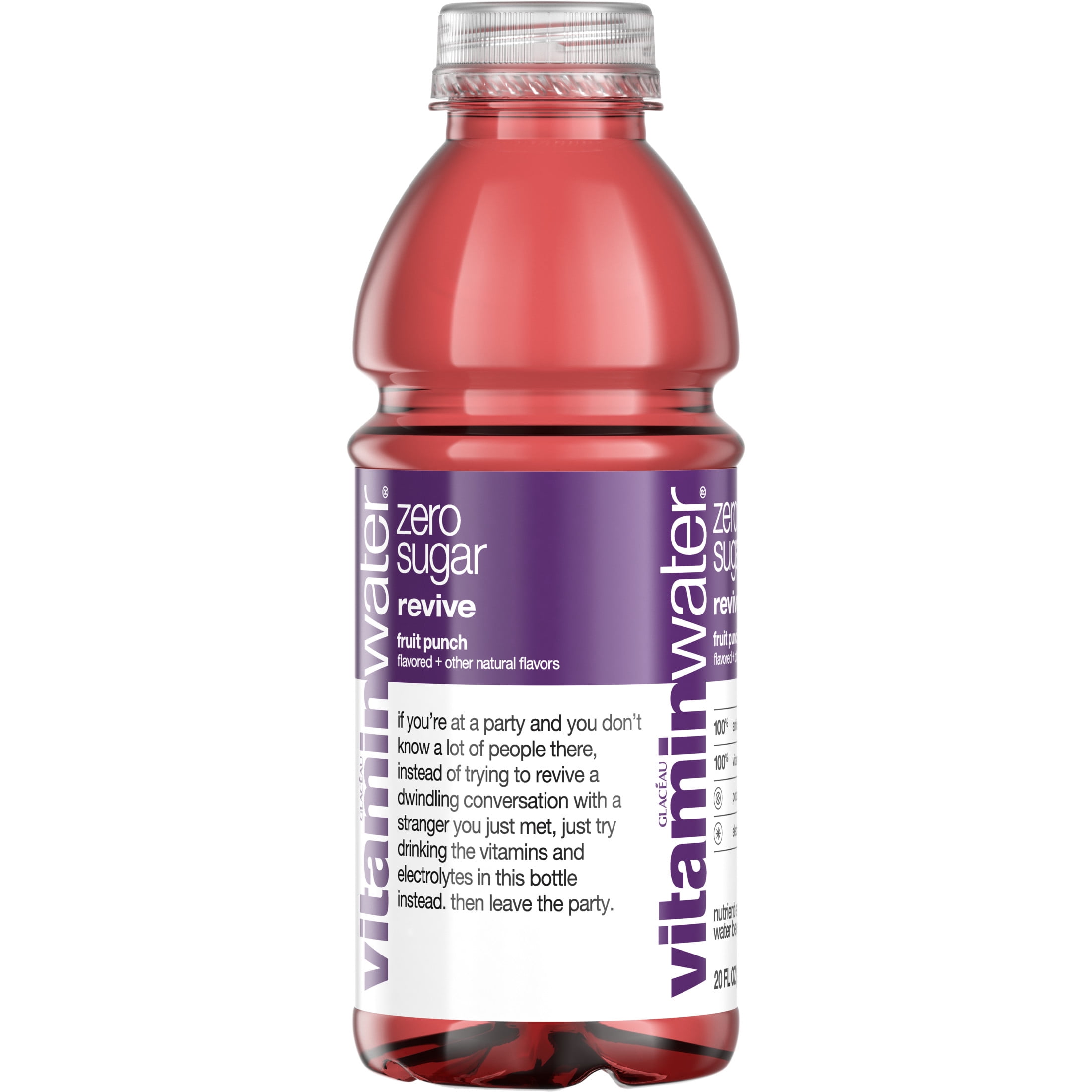 vitaminwater zero sugar reset, electrolyte enhanced water w/ vitamins, pineapple coconut drink, 20 fl oz