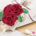 thumbnail image 2 of Mocoosy 50 Pcs Roses Rouges Fleurs Artificielles, Fausses Roses Rouge Foncé Aspect Réaliste Roses en Mousse en Vrac avec Tige pour Bricolage Bouquets de Mariage Centres de Table Arrangements Floraux Douche Nuptiale Fête Décorations pour la Maison, 2 of 6