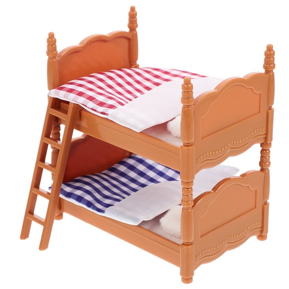 HERFIER 1:12 Handmade Mini Bunk Bed for Dollhouse Bedroom Furniture