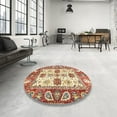 thumbnail image 3 of Ahgly Company Indoor Round Abstract Cardboard Brown Gold Area Rugs, 8' Round, 3 of 6