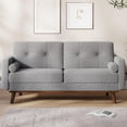 thumbnail image 4 of EastVita Mid Century Modern Couch Sofa Loveseat Comfy Love Seat Couches for Living Room 2 Seater Teddy Fleece Boucle Upholstered Deep Seat Couch for Bedroom Office Small Space Grey, 4 of 7