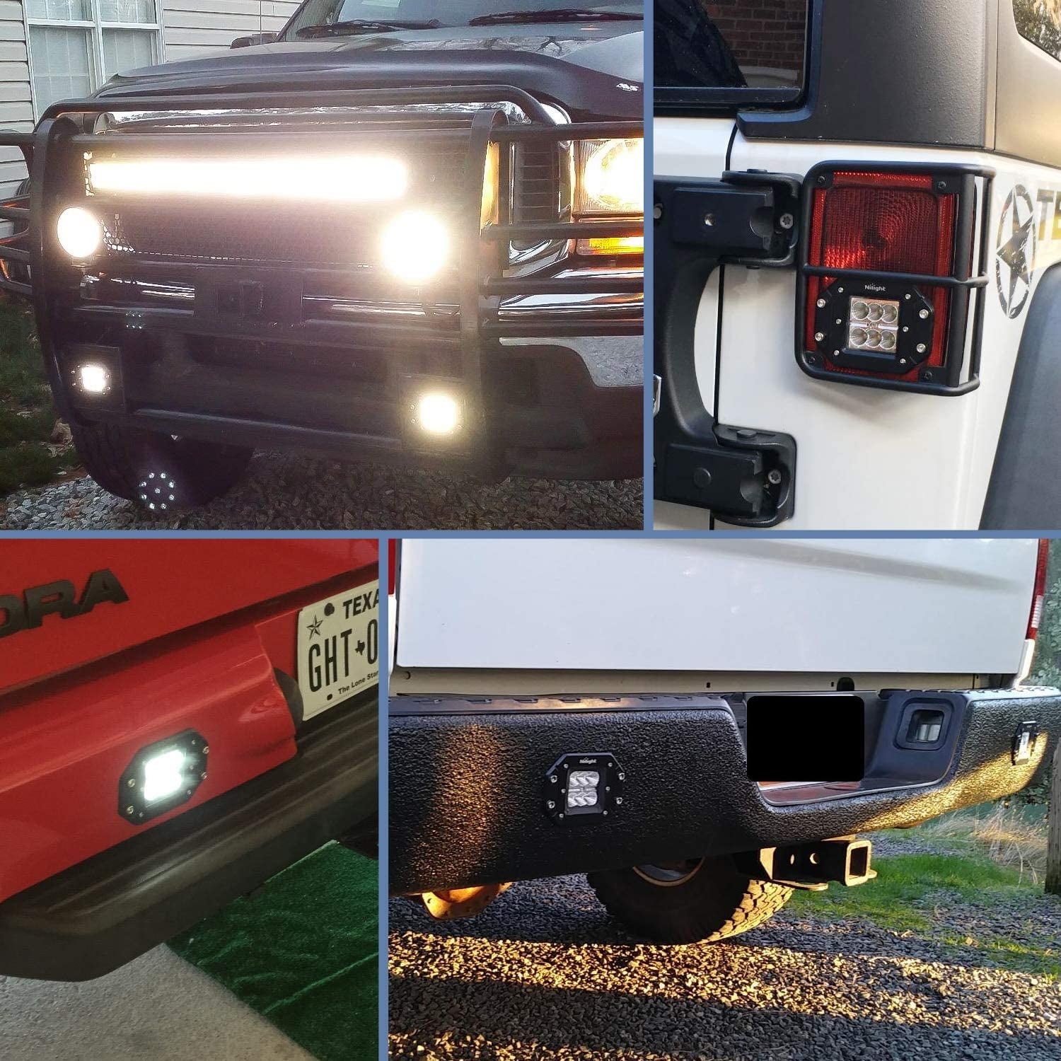 Nilight 2PCS 18W Flood LED Work Light Driving Lights Led Light Bar Off Road Led Lights Flush Mount for Jeep Truck Tacoma Bumper ATV UTV