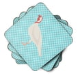 thumbnail image 2 of Carolines Treasures BB8163FC Beltsville Small White Turkey Hen Blue Check Foam Coaster, Set of 4, 2 of 3