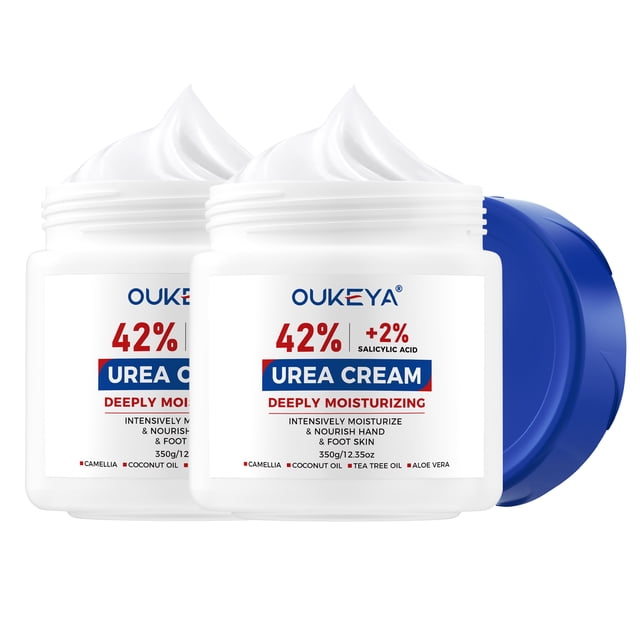 Oukeya Crema de Urea 42% y Ácido Salicílico 2% para Pies Secos y Agrietados, 12.35 oz 2 Packs