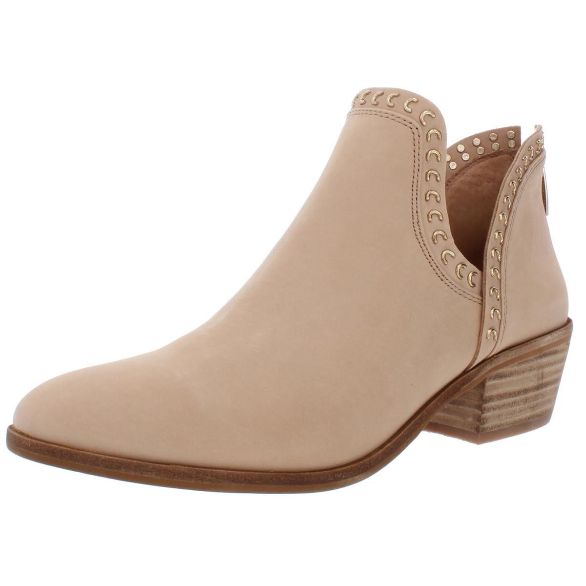 Vince Camuto Prafinta Morocco Nude Leather Zipper Low Heel Cut Out Ankle  Booties (Morocco Nude, 5.5)