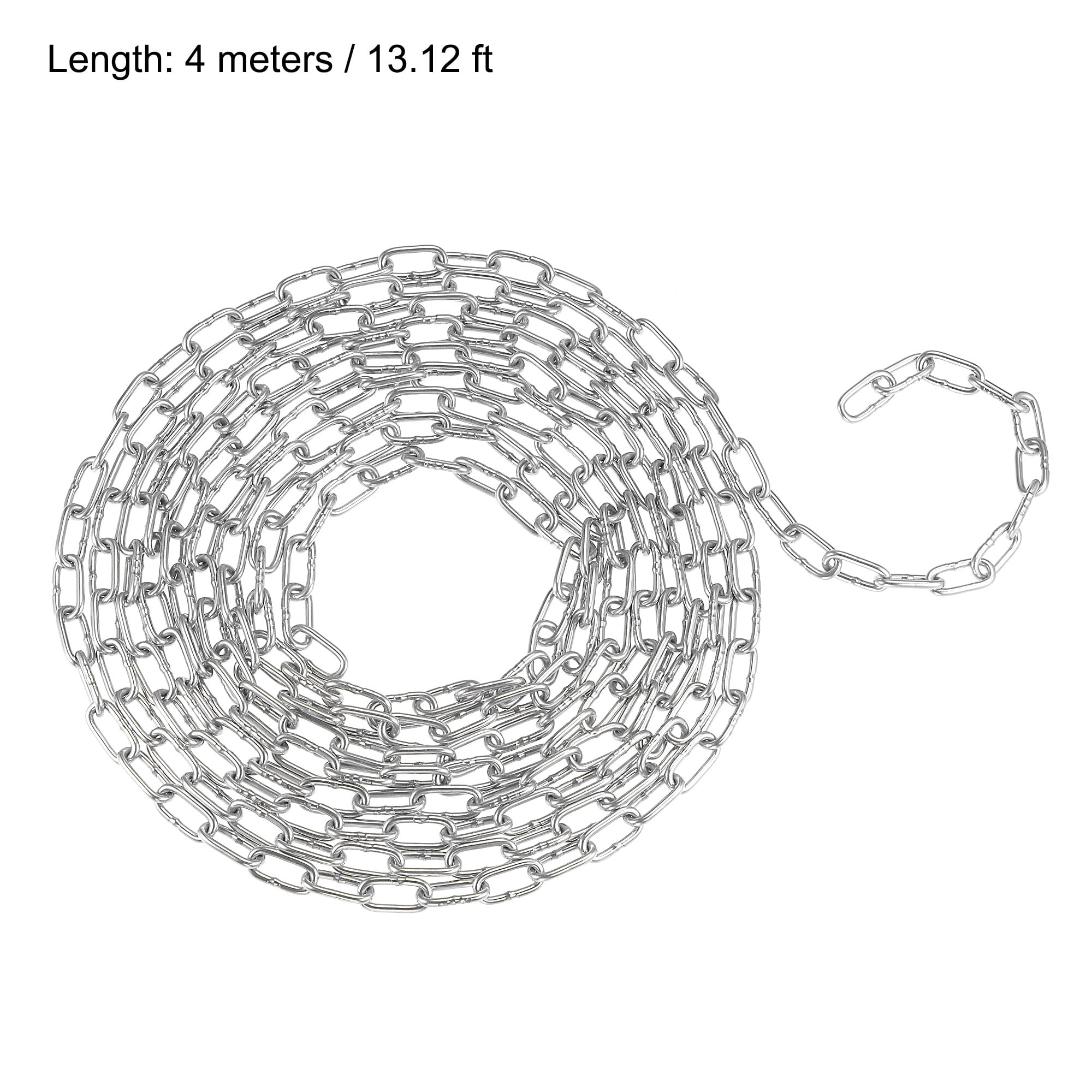 uxcell Proof Coil Chain 4 Meter 2.5mm Thick Zinc Plated 304 Stainless Steel for Clothes Hanging Guardrail