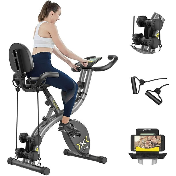 PooBoo Exercise Bike Folding Stationary Cycling Bicycle Indoor Upright ...