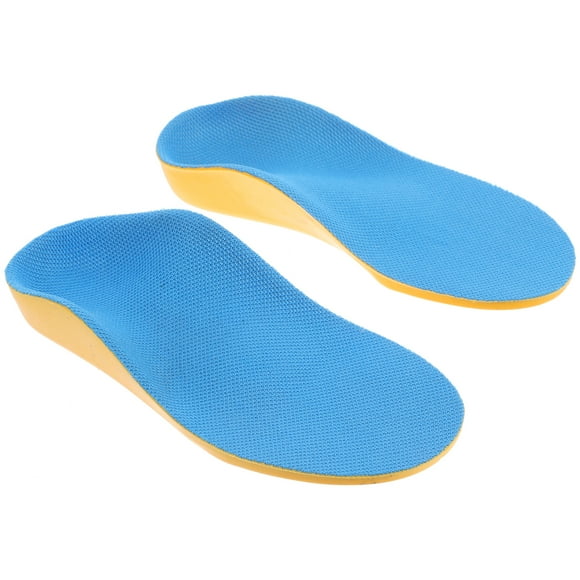 1 par de plantillas de soporte para el arco, plantillas ortopédicas para pies planos con puntera interior y exterior para niños, talla 33-35 (azul y amarillo)