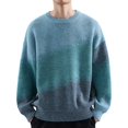 thumbnail image 1 of LOVZFMLL Sweaters for Men, Ombre Crew Neck Ribbed Pullover, Fashion Casual Everyday, Warm Winter Tops Loose, Fall Clothes, 1 of 4