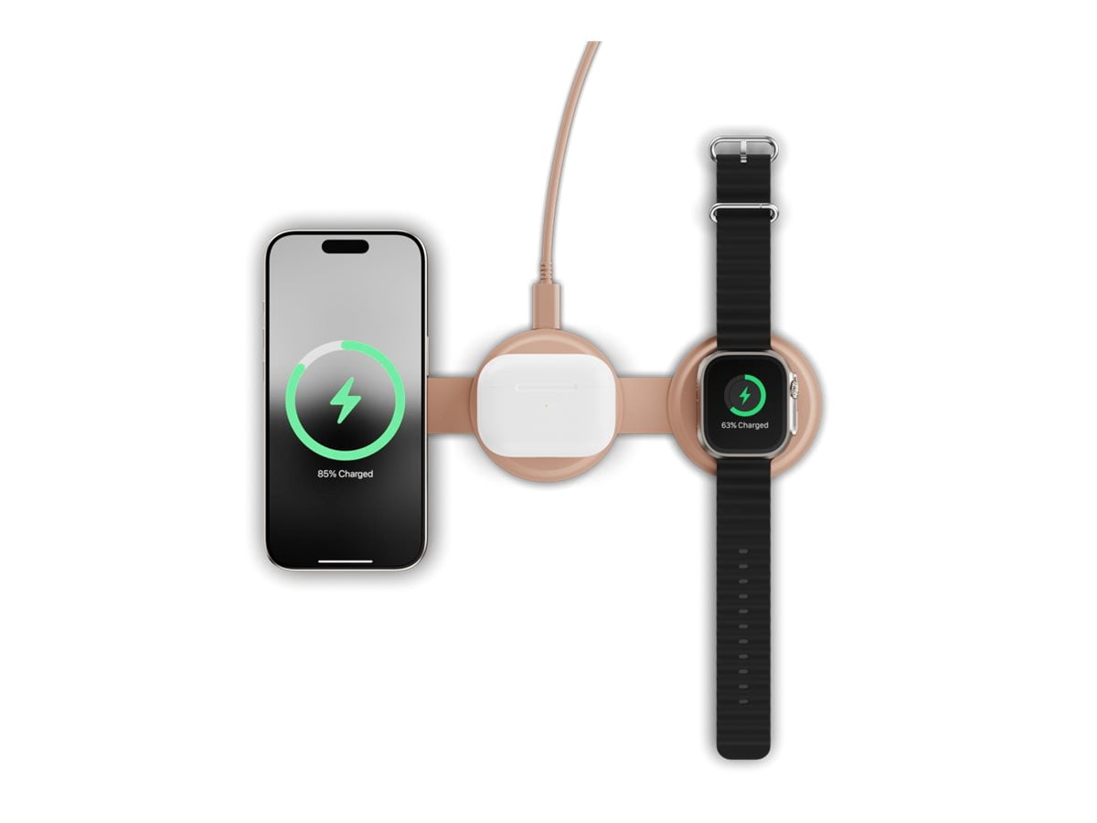 Satechi OntheGo - Wireless charging pad - 3-in-1 - 15 Watt - desert rose