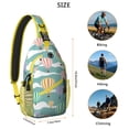 thumbnail image 2 of Boho Ocean Scenery Sling Backpack for Hiking and Travel, Abstract Geometric Print Crossbody Bag with Rainbow Watercolor Gradient and Starry Night Pattern, 2 of 6