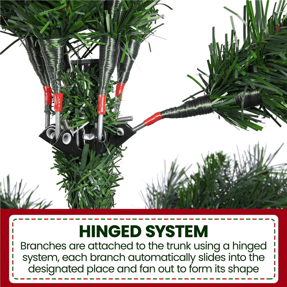 Alden Design 6ft Pre-lit Artificial Christmas Tree with Pinecones, Green