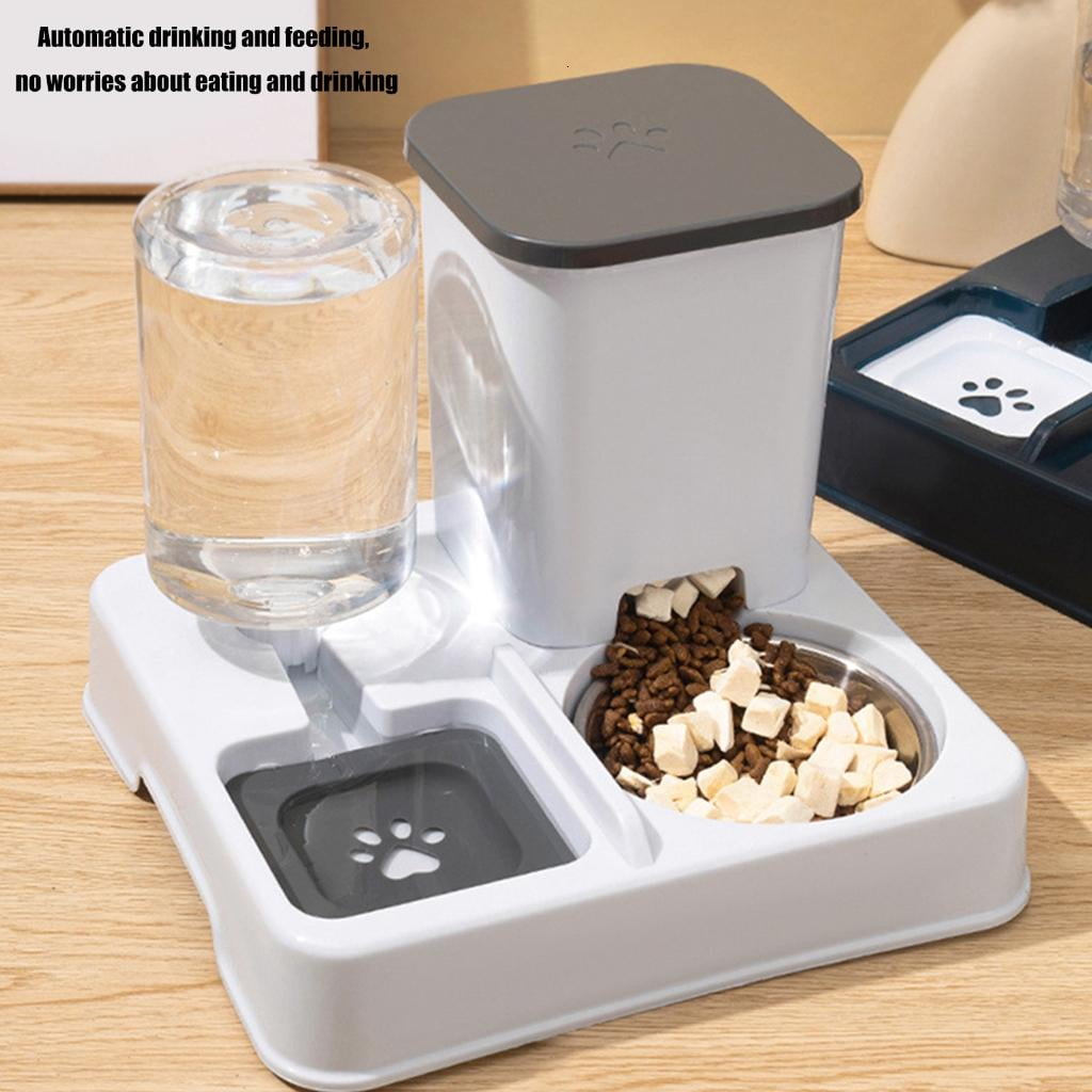 Giaone 2IN1 Dog Feeder Food Bowl Automatic Water Dispenser for Daily Watering Feeding