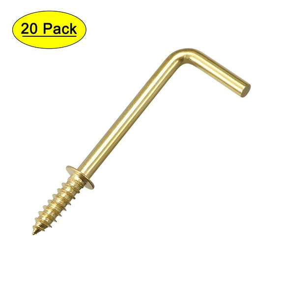 Uxcell 2.1" Screw Eye Hooks Self Tapping Screws Screw-in Hanger Hooks Golden 20 Pack