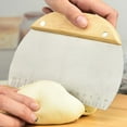 thumbnail image 5 of HaoXun Stainless Steel Dough Scraper with Wooden Handle - Professional Baking Cutter Tool for Bread, Pizza, Pastry Dough Preparation - Ergonomic Design with Measurement Scale (6.3 Inch), 5 of 6