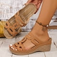 thumbnail image 5 of Dakaela Womens Sandals 2026 Comfortable Wedge Orthopedic Casual Slip on Walking Shoes Hollow out Summer Dressy Platform Slides Size 6-11 Brown, 5 of 8