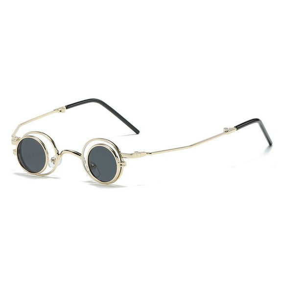 Folding Round Frame Sunglasses: Portable, Metal Frame, AC Lenses, Ideal for Travel, Sports, and Daily Wear