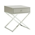 thumbnail image 3 of Jakob Light Grey Side Table - Square Lacquer-Finish Chrome, X-Metal Leg,, 3 of 8